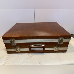 Vintage SAVOY Style 120 Cassette Tape Case Holder Double Sided Brown Briefcase.